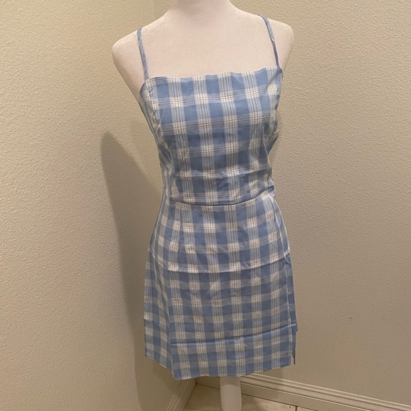 bp Dresses & Skirts - NWT WOMENS LARGE L BP BLUE WHITE LOLA PLAID DRESS